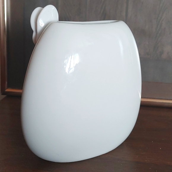 Vase Vintage 80's Japanese (Abbott)white white, Pink+grey Iris and 3D butterfly - Picture 4 of 4